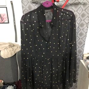 Lane Bryant 22/24 gold star black sheer babydoll style